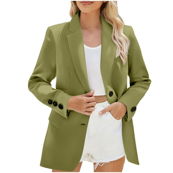 Busydd Blazers for Women Solid Color Lapel Suit Jackets for Women Casual Long Sleeve Women's Blazers & Suit Jackets with Pockets L