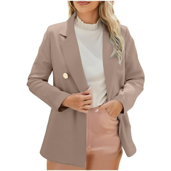 Busydd Blazers for Women Solid Color Lapel Suit Jackets for Women Casual Long Sleeve Womens Blazers for Work Casual with Pockets 3XL