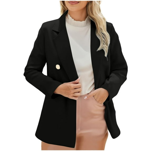 Busydd Blazers for Women Solid Color Lapel Suit Jackets for Women Casual Long Sleeve Womens Blazers for Work Casual with Pockets L