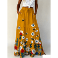 thumbnail image 1 of Busydd Boho Skirt for Women with Pockets Fashion Print Drawstring Maxi Skirt Flowy Vacation Elastic Waist Drawstring Long Skirts S, 1 of 8