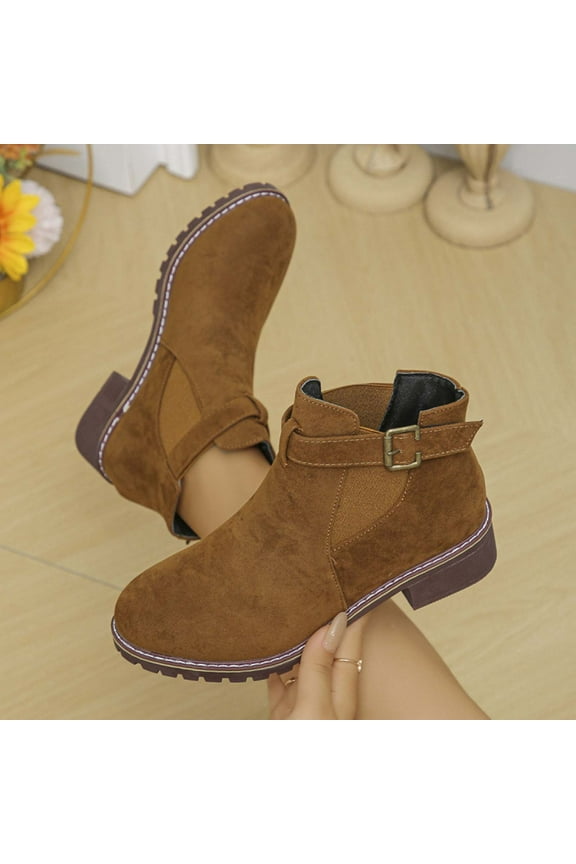 Booties for Women Solid Color Zipper Ankle Boots for Women Comfortable Chunky Heel Womens Ankle Boots Casual Fashion Womens Booties 5.5