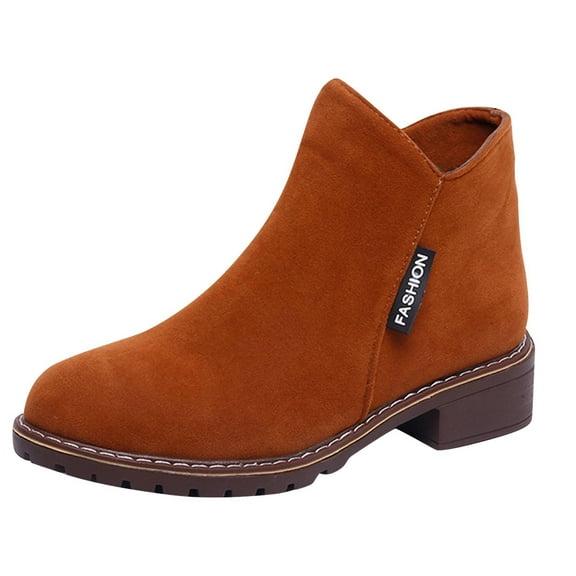 Busydd Boots for Women Fashion Casual Solid Color Booties for Women Comfortable Outdoor Ankle Boots Zipper Short Boots