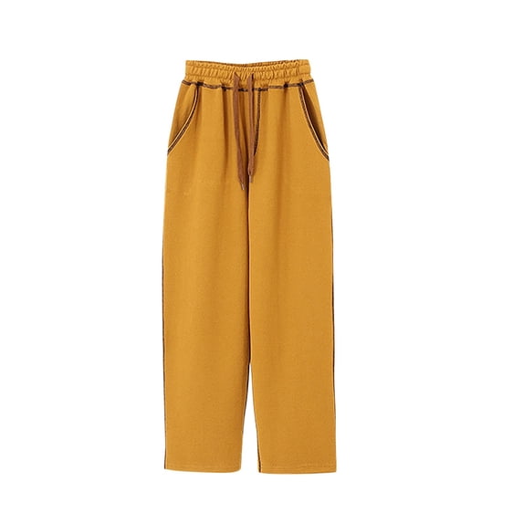 Busydd Boy Clothes 5-12 Years Solid Color Elastic Waist Casual Cotton Pants Comfort Baggy Unisex Toddler Pants Summer Drawstring Teen Girls' Wide Leg Pants with Pockets