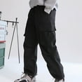 thumbnail image 1 of Busydd Boy Clothes 7-16 Years Casual Solid Color Elastic Waist Cargo Pants for Girls Comfort Baggy Unisex Teen Pants Multi Pockets Boys' Girls' Wide Leg Pants, 1 of 4