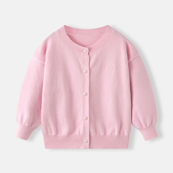 Busydd Boy Sweaters 3-8 Years Casual Comfy Solid Color Knit Sweater Cardigans Long Sleeve Round Neck Button Girls Sweaters Comfy Unisex Boys Girls Clothes