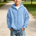 thumbnail image 1 of Busydd Boys Fall Jacket 3-14 Years Trendy Solid Color Waffle Texture Zip Up Jacket Comfy Casual Long Sleeve Hooded Outerwear, 1 of 9