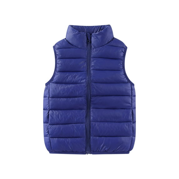 Busydd Boys Girls Puffer Vest 3-12 Years Solid Color Sleeveless Zipper Boys Winter Jacket Unisex Warm Comfortable Kids Puffer Coats