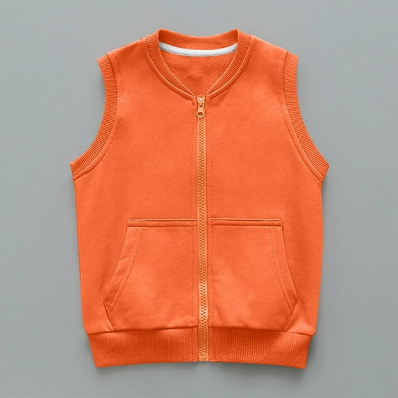 Busydd Boys Girls Vest 3-12 Years Solid Color Sleeveless Zipper Boys Fall Jacket with Pockets Unisex Comfortable Kids Vests Girls Clothes