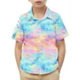 thumbnail image 1 of Busydd Boys Shirts 2-15 Years Fashion Cute Gradient Boys Summer Clothes Short Sleeve Lapel Button Up Shirts Casual Vacation Toddler Little Teen Boys' Tops with Pocket, 1 of 7