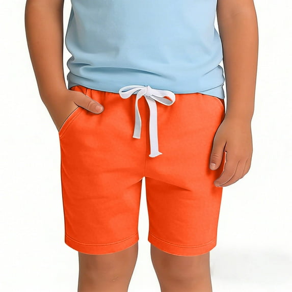 Busydd Boys Shorts 1-11 Years Comfortable Cotton Elastic Waist Toddler Shorts Casual Summer Solid Color Drawstring Shorts for Teens with Pockets