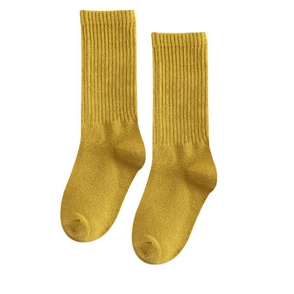 Busydd Boys Socks 2-12 Years Solid Color Mid Calf Girls Socks Casual Comfortable Cotton Socks Fashion Breathable Ribbed Knee High Socks 9-12 Years