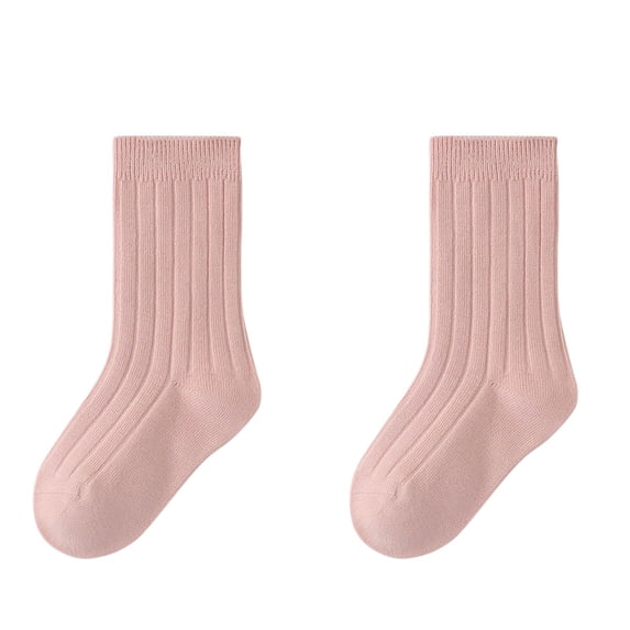 Busydd Boys Socks 3-12 Years Comfy Breathable Cotton Socks for Girls Mid Calf Solid Color Toddler Girl Socks L