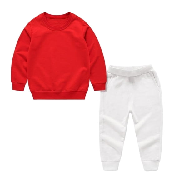 Busydd Boys Sweatsuit 1-12 Years Long Sleeve Crewneck Sweatshirt and Sweatpants Fashion Solid Color Cotton Boys' 2 Piece Sets 7-8 Years