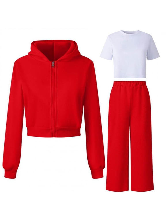 Boys Sweatsuit 7-13 Years Fashion Solid Color Two Piece Girls Fall Outfits Comfy Casual Fleece