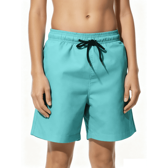 Busydd Boys Swim Trunks 6-14 Years Comfy Solid Color Drawstring Beach Shorts Casual Summer Elastic Waist Boys Shorts with Pockets 14-15 Years