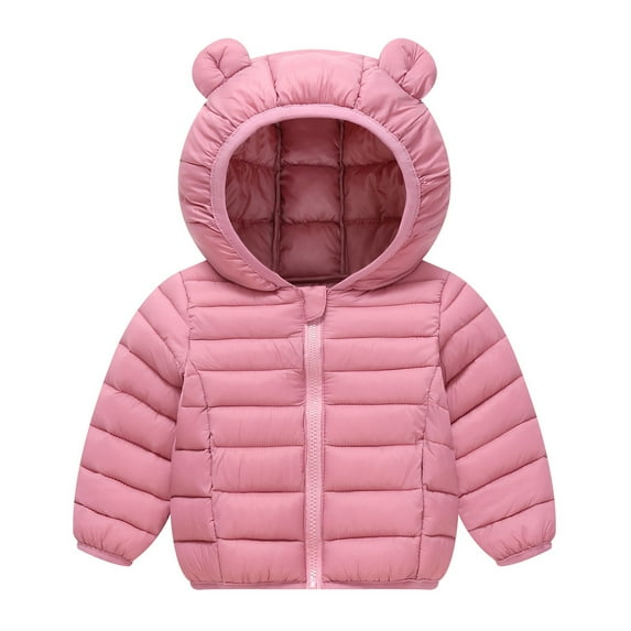 Busydd Boys Winter Coat 1-6 Years Solid Color Long Sleeve Unisex Toddler Puffer Jacket Warm Zipper Hooded Girls Winter Coat 2 Years