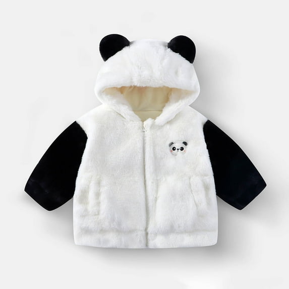 Busydd Boys Winter Coat 1-8 Years Cute Hooded Girls Winter Coat Unisex Long Sleeve Fuzzy Girls Fleece Jacket Thermal Zipper Boys' Outerwear Jackets & Coats with Pocket 3-4 Years