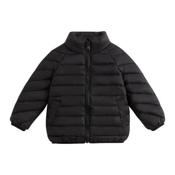Busydd Boys Winter Coat 2-12 Years Unisex Solid Color Long Sleeve Kids Puffer Jacket Fashion Warm Zipper Girls Winter Coat Comfy Girls Clothes with Pockets 7-8 Years