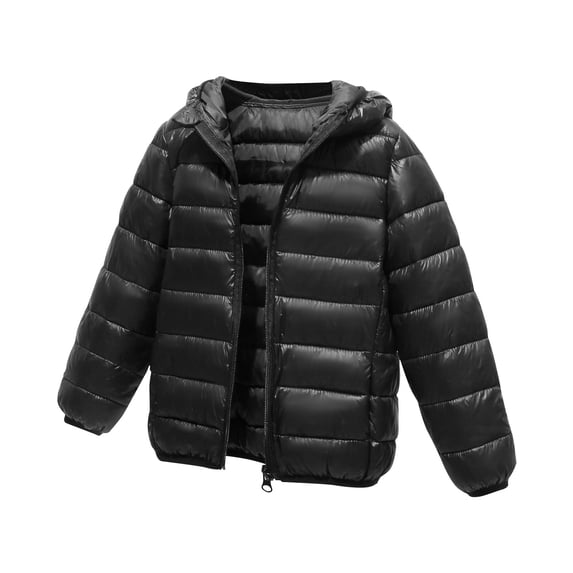 Busydd Boys Winter Coats 4-12 Years Unisex Solid Color Kids Puffer Jacket Trendy Warm Long Sleeve Girls Winter Coat Zipper Hooded Teen Toddler Winter Coat with Pockets 8 Years