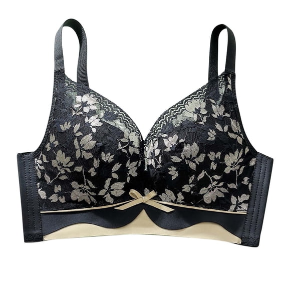 Busydd Bras for Women Older Full Coverage Wireless Bras for Women Comfort Supportive Front Closure Bras Fashion Floral Seamless Everyday Bra No Underwire