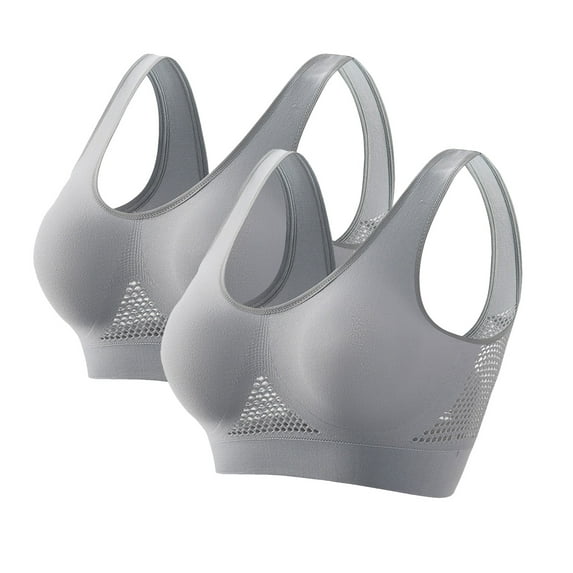 Busydd Bras for Women 2 Piece Solid Color High Impact Sports Bra Comfy Light Padded Seamless Wireless Bras Plus Size Sports Bras for Women S-5XL