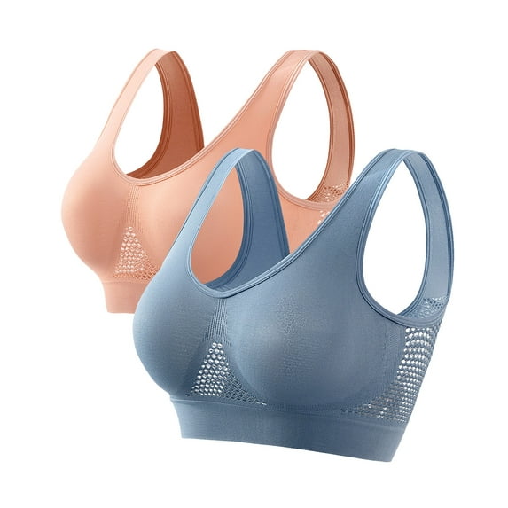 Busydd Bras for Women 2 Piece Solid Color High Impact Sports Bra Comfy Light Padded Seamless Wireless Bras Plus Size Sports Bras for Women S-5XL