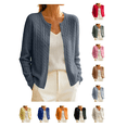 thumbnail image 1 of Busydd Cable Knit Cardigan Sweaters for Women Fashion Open Front Button Down Cardigans Casual Solid Color Long Sleeve Fall Sweater, 1 of 6
