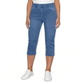 thumbnail image 1 of Busydd Capri Jeans for Women Casual Solid Color Elastic Waistband Denim Capris with Pockets 2XL, 1 of 9
