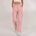 thumbnail image 1 of Busydd Cargo Pants Women Elastic Waist Button Hiking Pants Casual Fashion Solid Color Travel Pants with Pockets M, 1 of 9