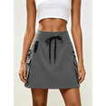 thumbnail image 1 of Busydd Cargo Skirts for Women with Pockets Fashion Solid Color Zipper Mini Skirt Casual Outdoor High Waisted Drawstring Sport Skirt XS, 1 of 8