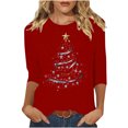 thumbnail image 1 of Busydd Christmas Shirts for Women Trendy Xmas Holiday Graphic Tshirts Shirts for Women Casual 3/4 Length Sleeve Round Neck Womens Christmas Tops S, 1 of 4