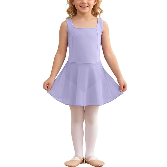 Busydd Dance Dresses for Girls 3-15 Years Casual Round Neck Sleeveless Girls' Dresses Solid Color Girls Clothes for Dance Gymnastics 14-15 Years