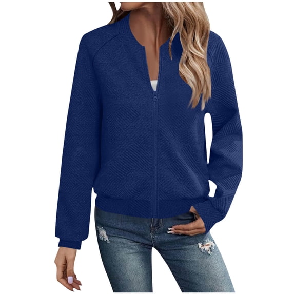 Busydd Fall Jackets for Women Fashion Casual Long Sleeve Zip up Jackets Comfortable Solid Color Womens Tops XL