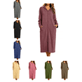 thumbnail image 1 of Busydd Full Zip Nightgown for Women Casual Comfy Solid Color Long Sleeve Dress Fashion Loose Hooded Nightdress with Pockets L, 1 of 9