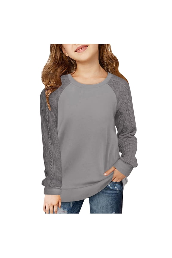 Girl Clothes 4-12 Years Casual Solid Color Toddler Girls' Tops Fashion Round Neck Kids Clothes Blouses Long Sleeve Shirts for Girls Comfort Little Girls Tees