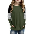 thumbnail image 1 of Busydd Girl Clothes 4-14 Years Casual Colorblock Long Sleeve Shirts for Girls Spring Summer Unisex Boys Girls Tops Fashion Loose Round Neck Girls' T Shirts, 1 of 6