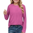 thumbnail image 1 of Busydd Girl Clothes 4-14 Years Casual Solid Color Long Sleeve Shirts for Girls Spring Summer Little Girls Clothes Round Neck Breathable Teen Girls' Tops, 1 of 7