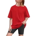 thumbnail image 1 of Busydd Girls 2 Piece Sets 5-15 Years Solid Color Girls Summer Workout Sets Round Neck Short Sleeve Athletic Tops and Yoga Shorts 2 Piece Sets Teen Girl Clothes, 1 of 9