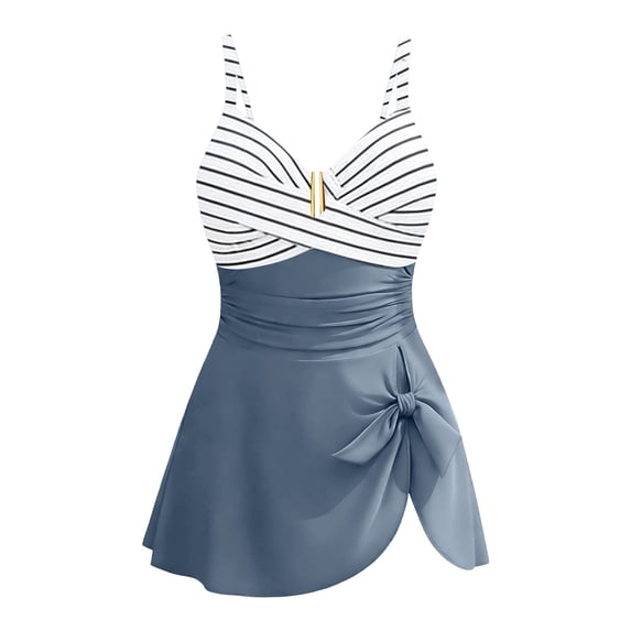 Busydd Girls Bathing Suit with Built in Bra 7-16 Years Print Straps Girls Swimsuit One Piece V Neck Pleated Side Bow Swimdress 7 Years