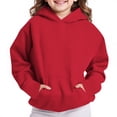 thumbnail image 1 of Busydd Girls Boys Hoodies 4-14 Years Solid Color Long Sleeve Hooded Sweatshirts Casual Comfy Loose Unisex Boys Girls Clothes Fall Sweatshirts with Pockets, 1 of 9