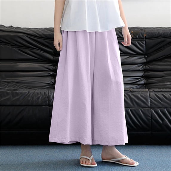 Busydd Girls Clothes 3-15 Solid Color Elastic Waist Girls Pants Casual Baggy Wide Leg Pants Teen Girl Clothes