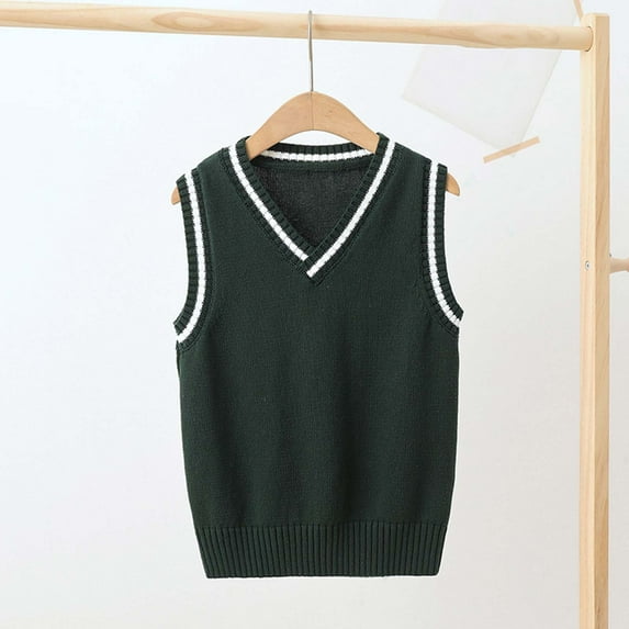 Busydd Girls Clothes 3-15 Years V Neck Sleeveless Knit Sweaters Comfy Casual Unisex Boys Girls Sweaters Kids Clothing