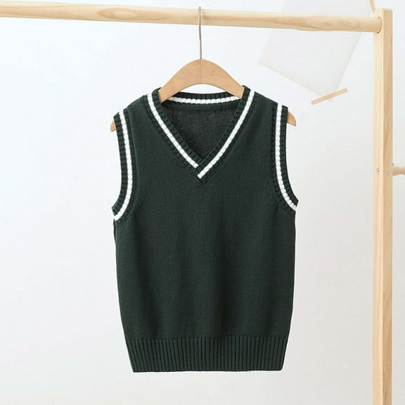 Busydd Girls Clothes 3-15 Years V Neck Sleeveless Knit Sweaters Comfy Casual Unisex Boys Girls Sweaters Kids Clothing