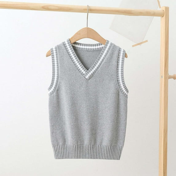 Busydd Girls Clothes 3-15 Years V Neck Sleeveless Knit Sweaters Comfy Casual Unisex Boys Girls Sweaters Kids Clothing