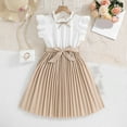 thumbnail image 1 of Busydd Girls Dresses 8-12 Years Cotton Teen Girl Clothes Ruffle Sleeve Shirts and A Line Dresses for Girls Trendy Solid Color Flowy Girls Summer Clothes, 1 of 3