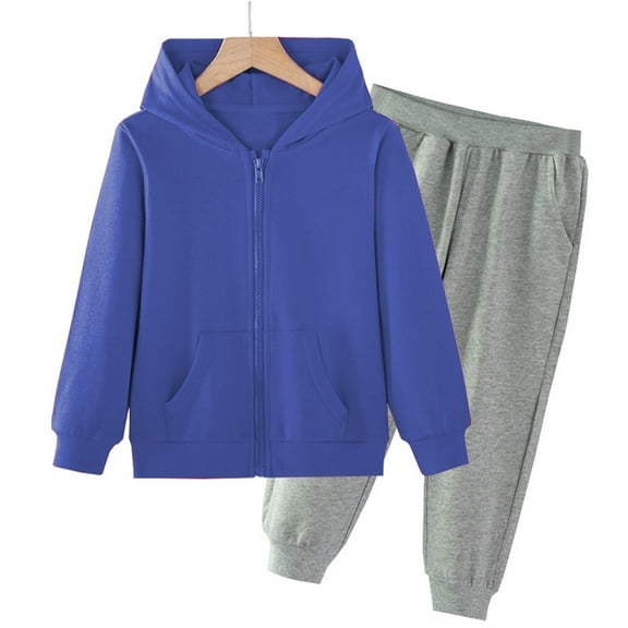 Busydd Girls Fall Outfits 2-15 Years Unisex Long Sleeve Pockets Zip Up Hoodies and Sweatpants Boys Outfits Casual Comfy Cotton Solid Color Boys Girls Clothes