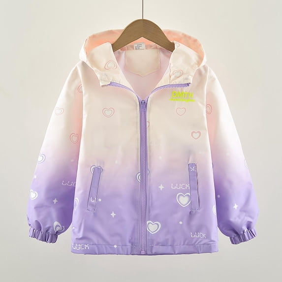 Busydd Girls Jackets 3-15 Years Trendy Gradient Long Sleeve Zipper Girls' Outerwear Jackets & Coats Casual Outdoor Toddler Teen Girl Clothes 13 Years