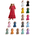 thumbnail image 1 of Busydd Girls Maxi Dress 4-14 Years Casual Short Sleeves Ruffle Hem Girls Dresses Fashion Tiered Solid Color Flowy Long Dress with Pockets 9-10 Years, 1 of 8