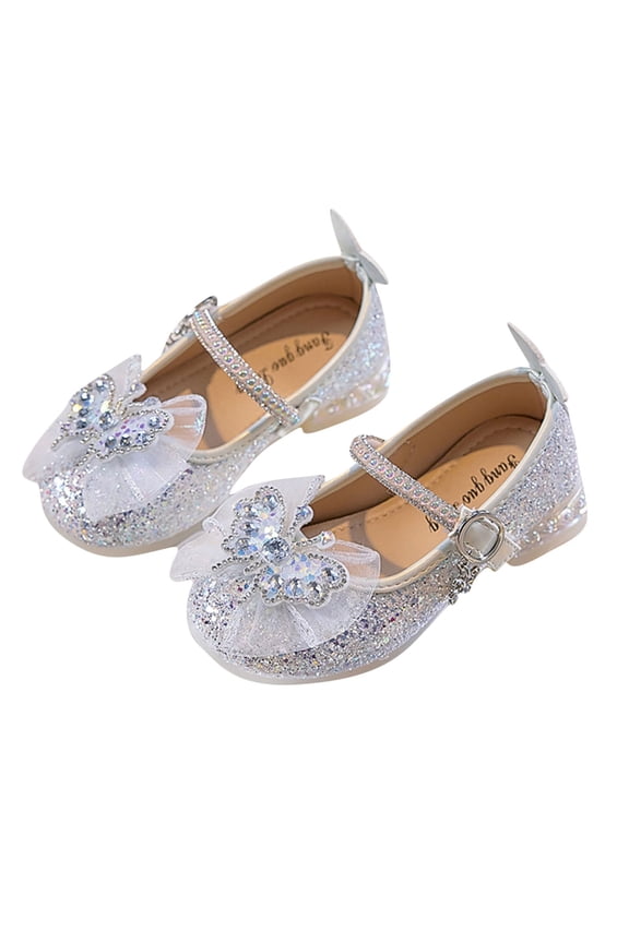 Girls Shoes 3-13 Years Glitter Strappy Mary Janes Dress Shoes School Party Prom Dance Shoe High Heels for Girls Toddler Little Teen Girls' Sequins Princess Shoes