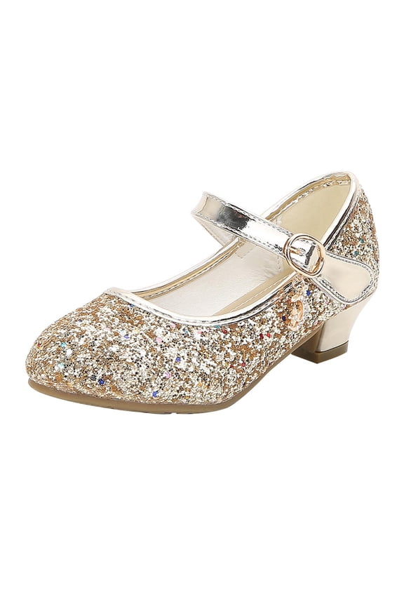 Girls Shoes 4-16 Years Mary Janes Dress Shoes Strappy Glitter High Heels for Girls Party Wedding Prom Princess Shoes for Toddler/Little Girl/Big Girl